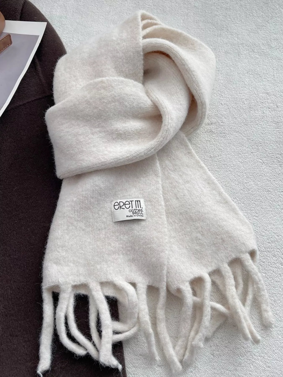 Fuzzy Chunky Fringe Solid Color Scarf