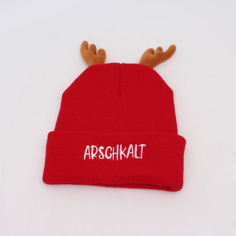 Cozy Reindeer Antler Knit Beanie - Festive Holiday Hat
