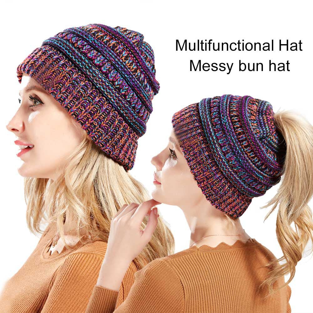Chic Ponytail Knit Hat - Cozy & Stylish