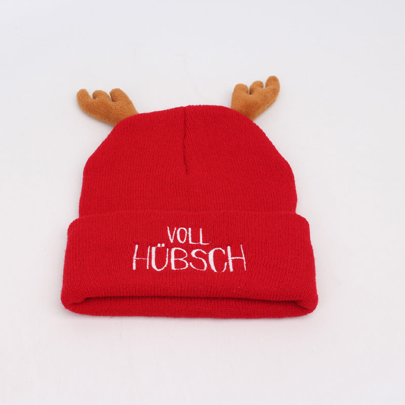 Cozy Reindeer Antler Knit Beanie - Festive Holiday Hat