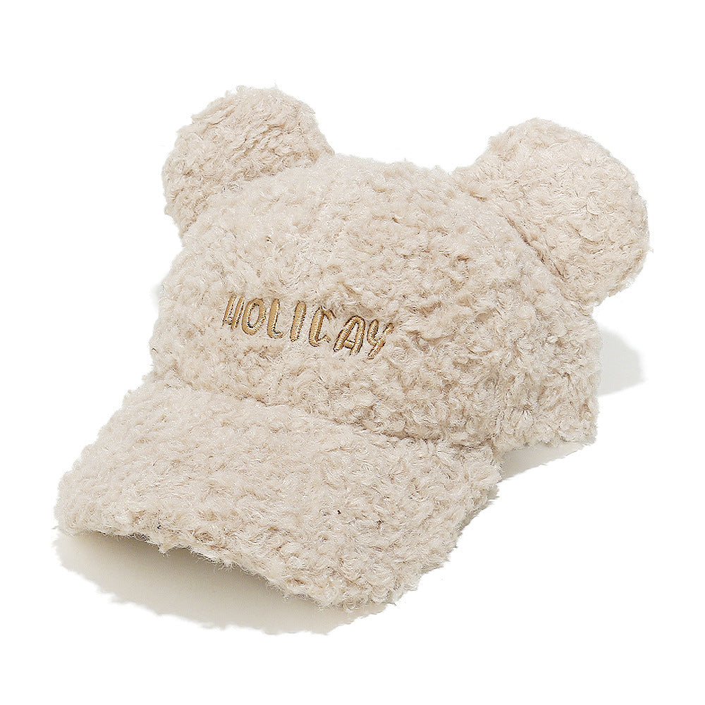 Cute Bear Ear Fleece Baseball Cap - Winter Warmth