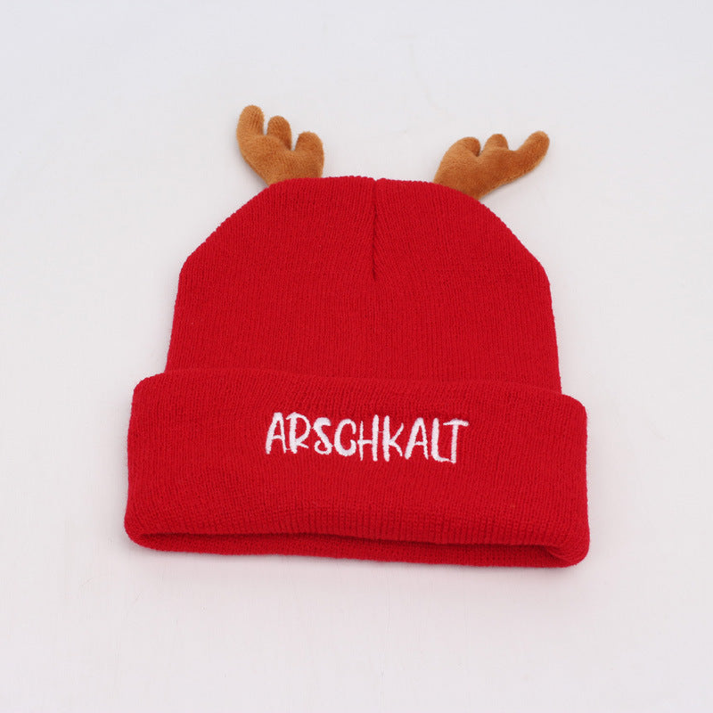 Cozy Reindeer Antler Knit Beanie - Festive Holiday Hat