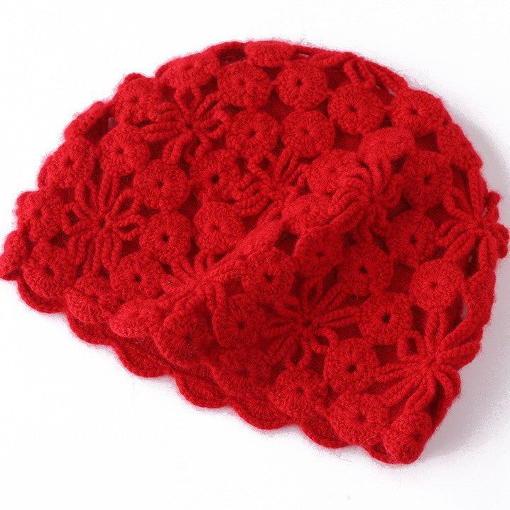 Elegant Plum Blossom Knit Cashmere Hat