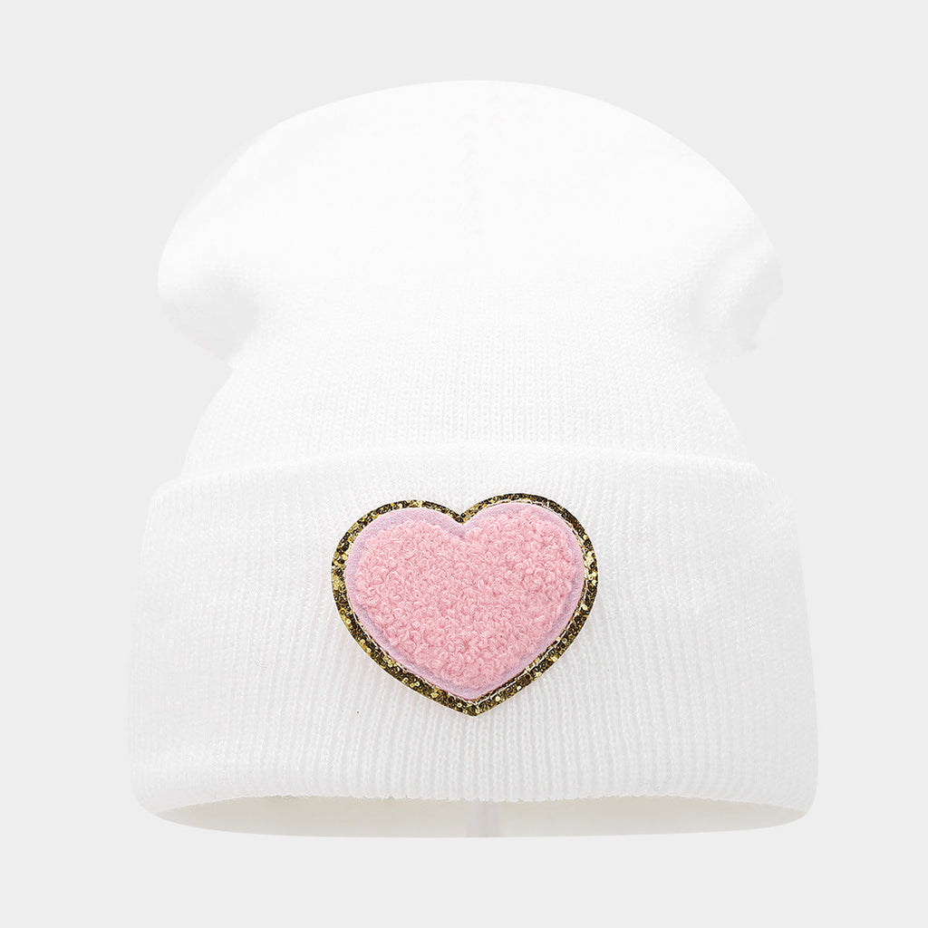 Chic Knitted Wool Hat with Love Label - Cozy & Stylish