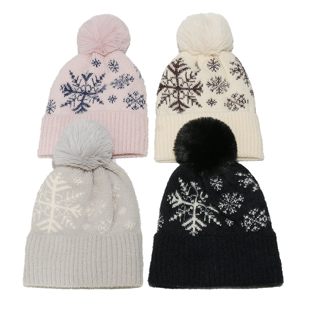 Cozy Snowflake Fleece-Lined Beanie for Women
