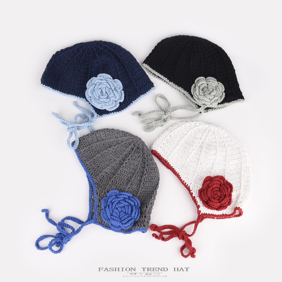 Hand-Knit Floral Beret: Cozy Retro Winter Hat
