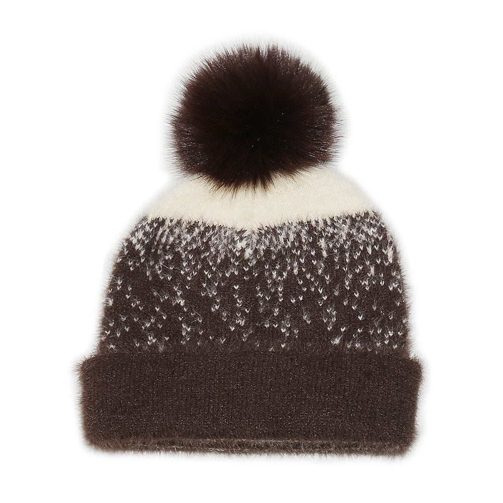 Faux Mink Knit Beanie with Ear Protection