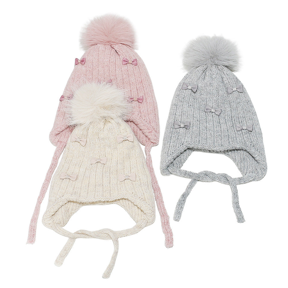 Girls' Bow Earflap Knit Hat - Cozy Winter Style