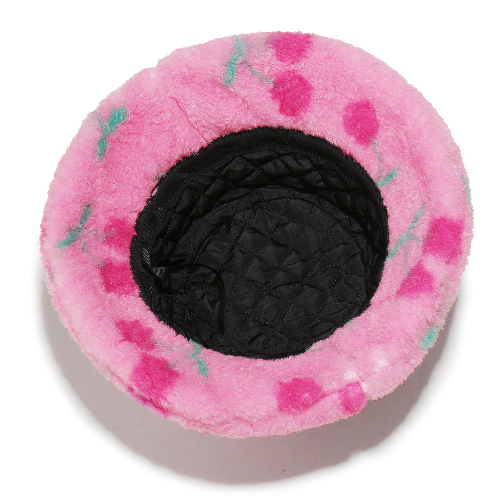 Pink Cherry Fisherman Hat - Cozy Winter Beanie