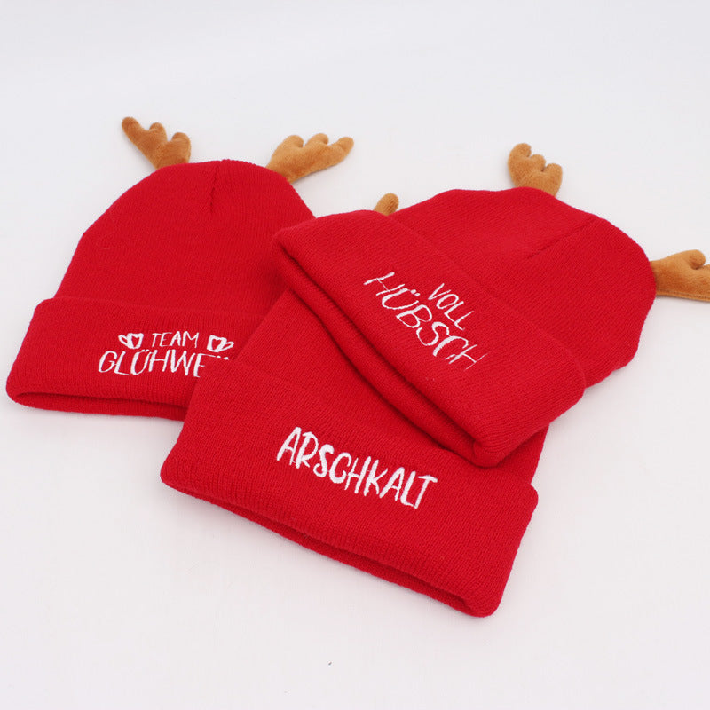 Cozy Reindeer Antler Knit Beanie - Festive Holiday Hat