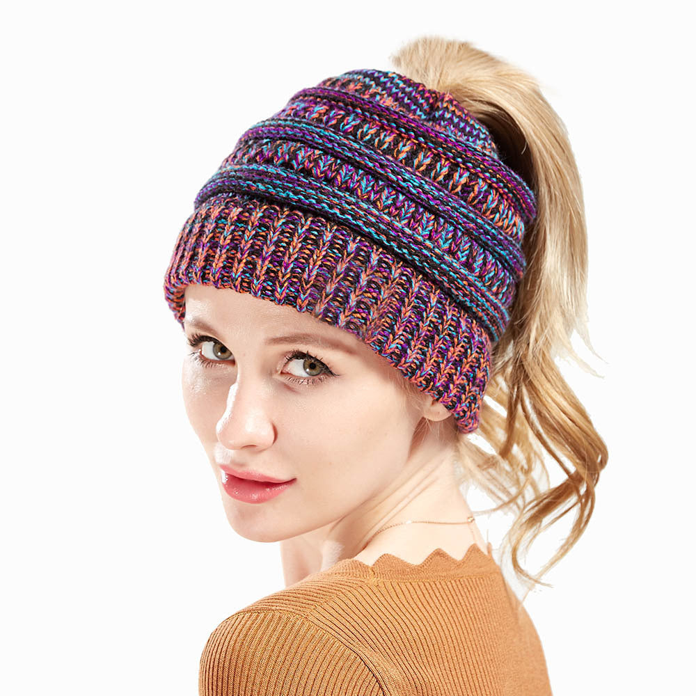 Chic Ponytail Knit Hat - Cozy & Stylish