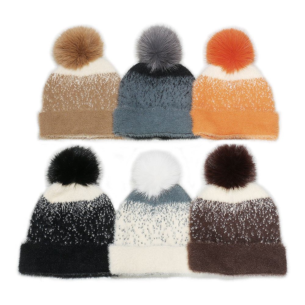 Faux Mink Knit Beanie with Ear Protection