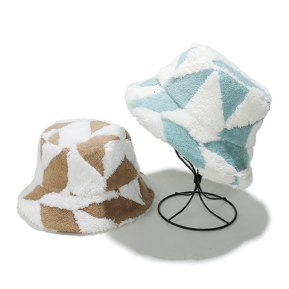 Boho Plush Fisherman Hat - Cozy Geometric Winter Style