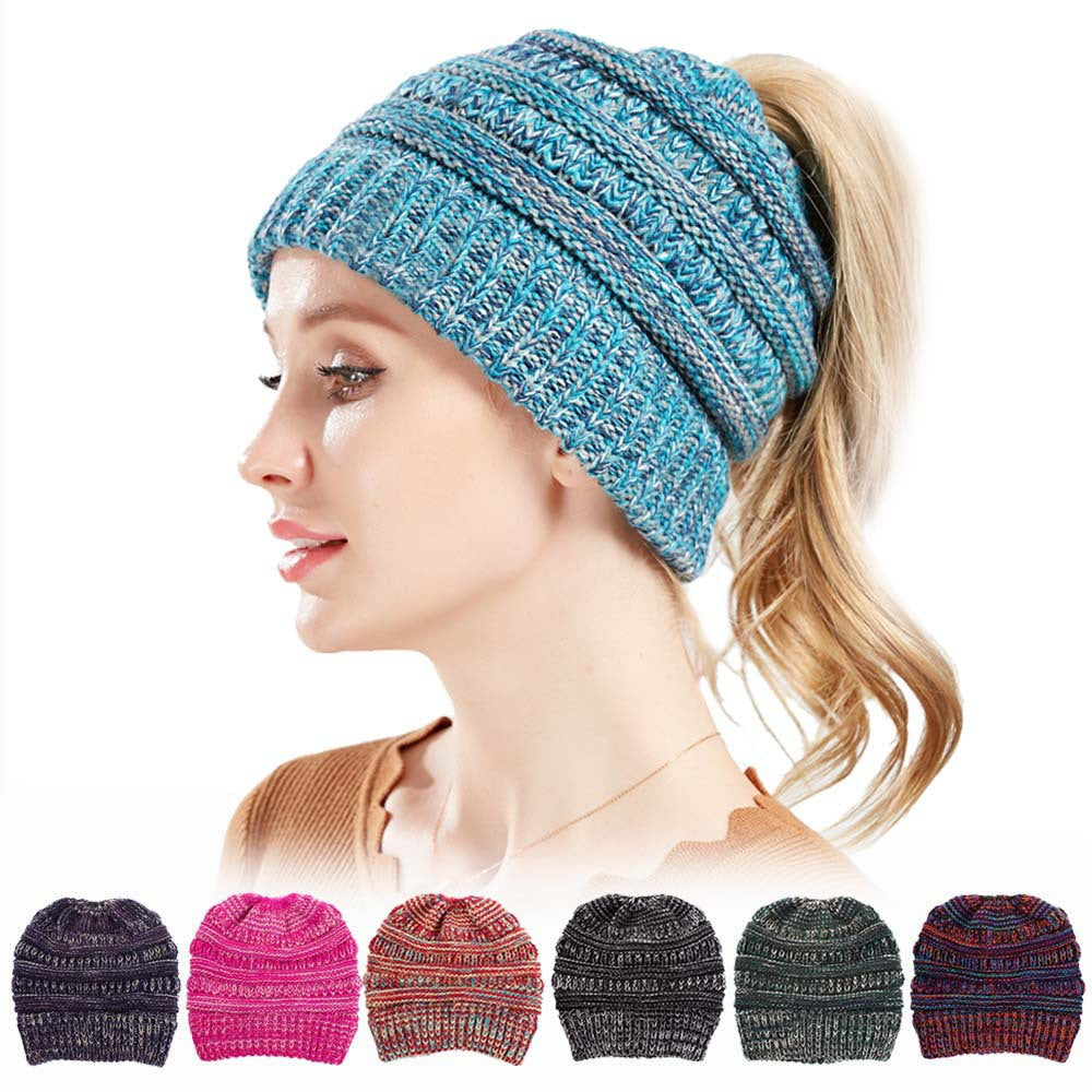 Chic Ponytail Knit Hat - Cozy & Stylish