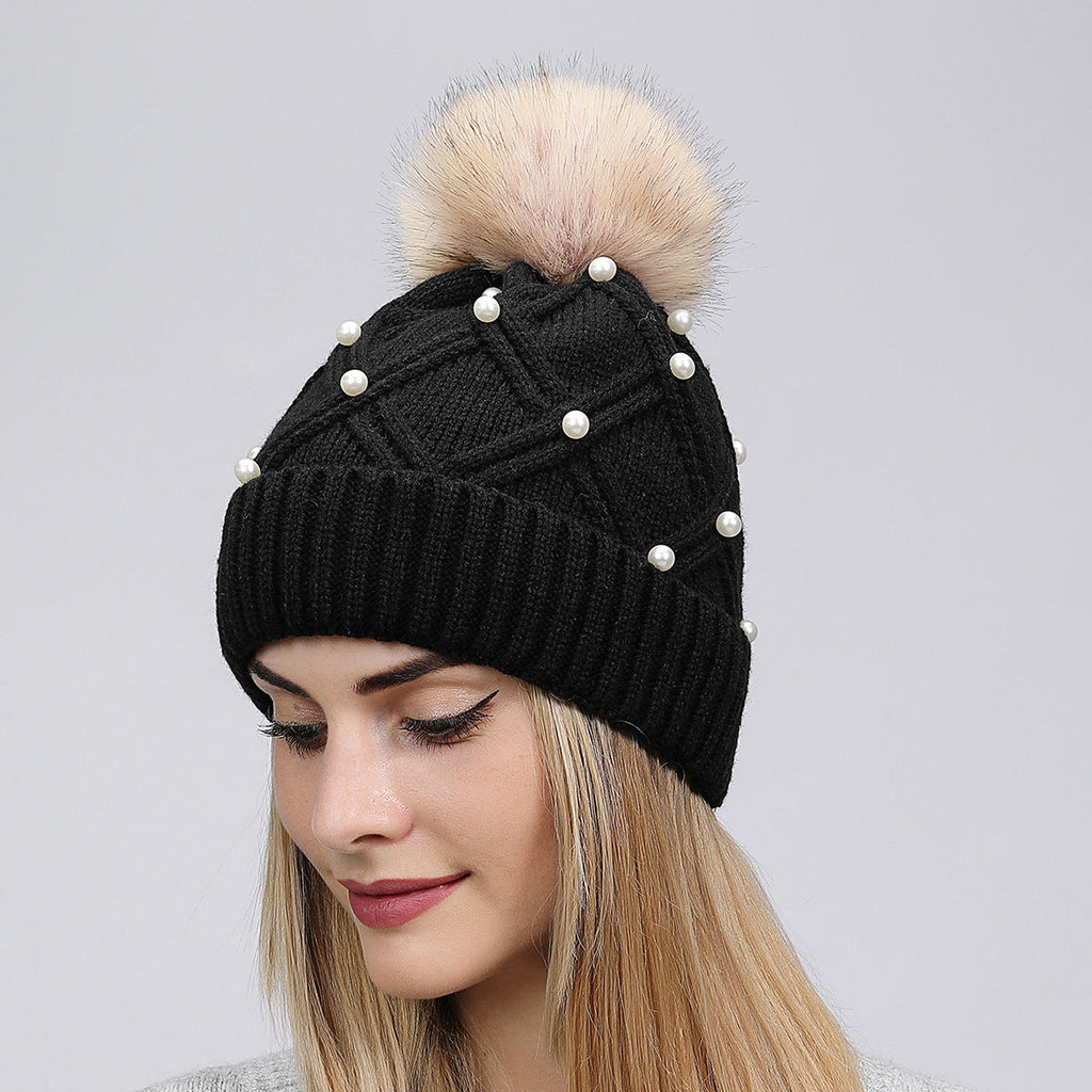 Pearl Knit Beanie: Cozy Korean Style Warmth