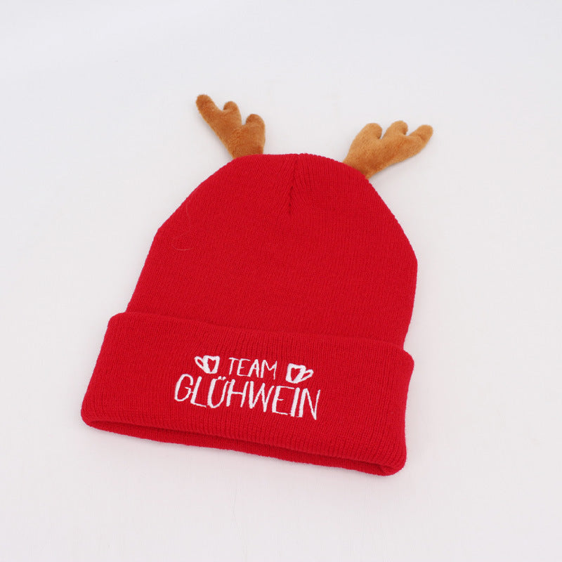 Cozy Reindeer Antler Knit Beanie - Festive Holiday Hat