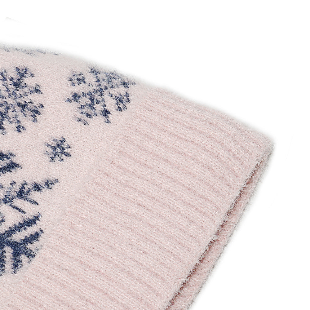 Cozy Snowflake Fleece-Lined Beanie for Women
