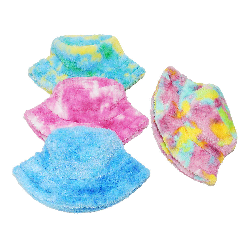 Tie-Dye Fur Fisherman Hat - Warm Ear Protection