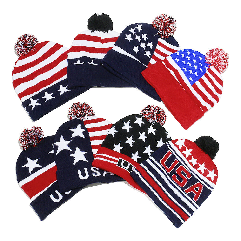 USA Flag Knit Beanie - Patriotic Winter Hat