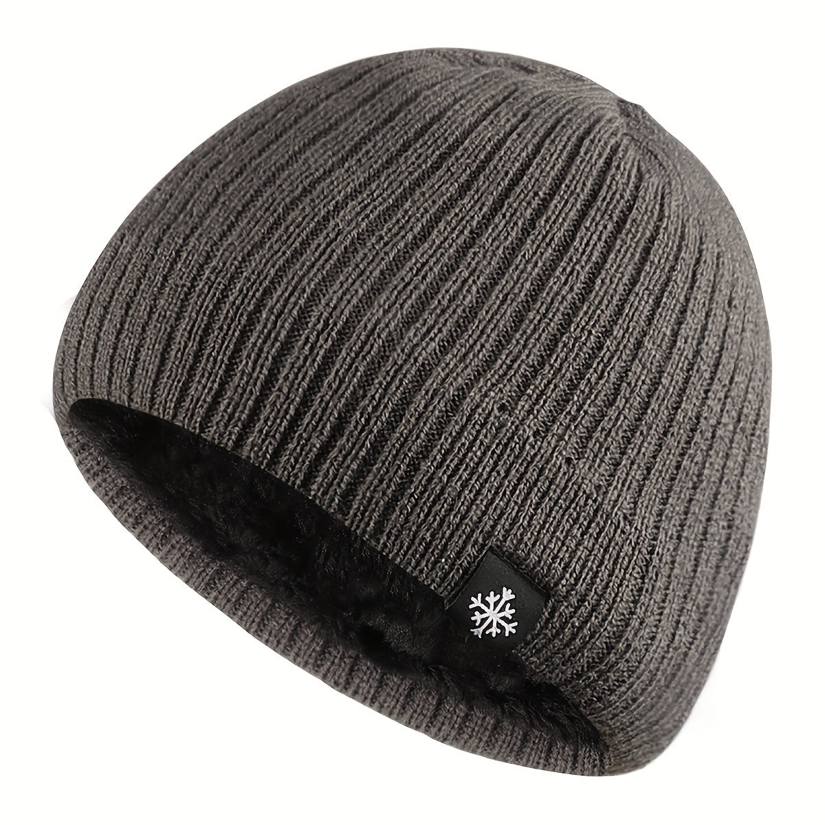"Pandaize Snowflake Patched Winter Knit Hat: Fleece-lined Windproof Thermal Beanie"