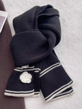 Camellia Contrast Trim Knitted Scarf