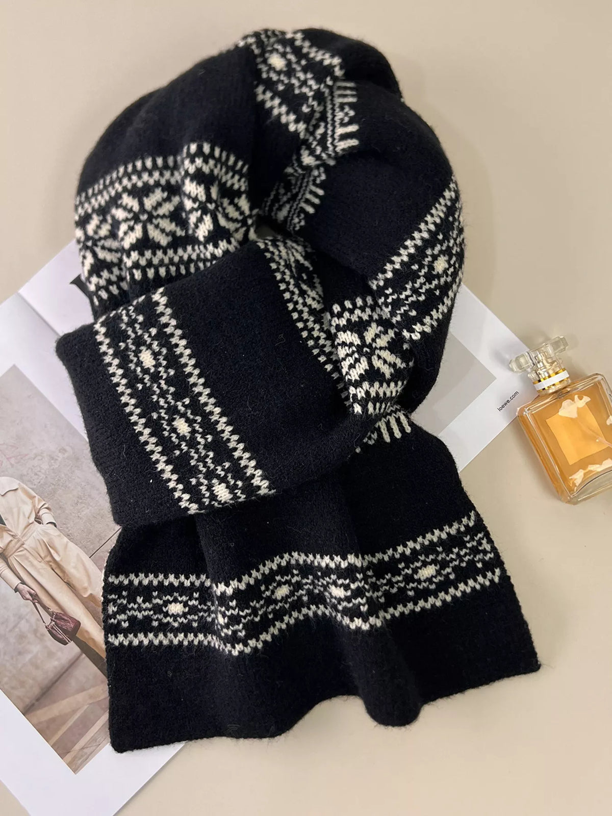 Snowflake Knitted Winter Scarf