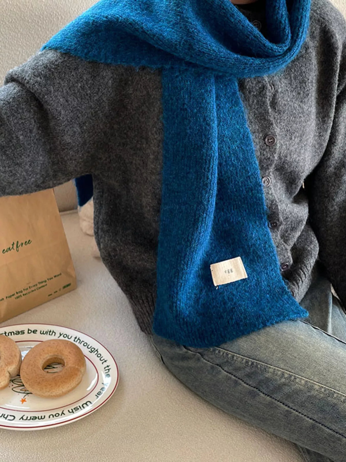 Cozy Brushed Knitted Winter Scarf
