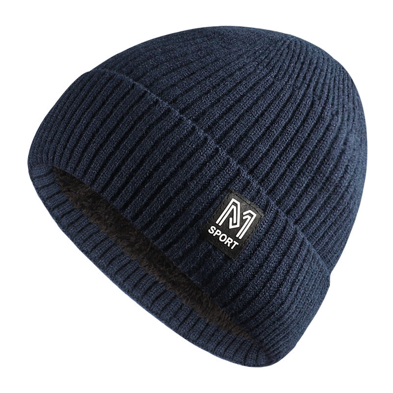 Pandaize Men's M Letter Plus Velvet Knitted Winter Cap – Stylish & Warm!