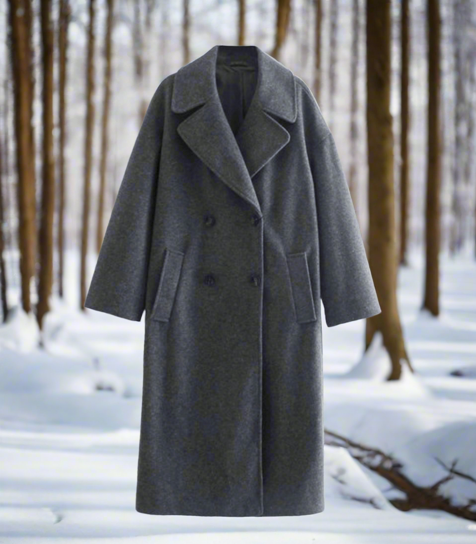 Luxury Double Breasted Long Wool Coat