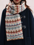 Vintage Geometric Knitted Scarf