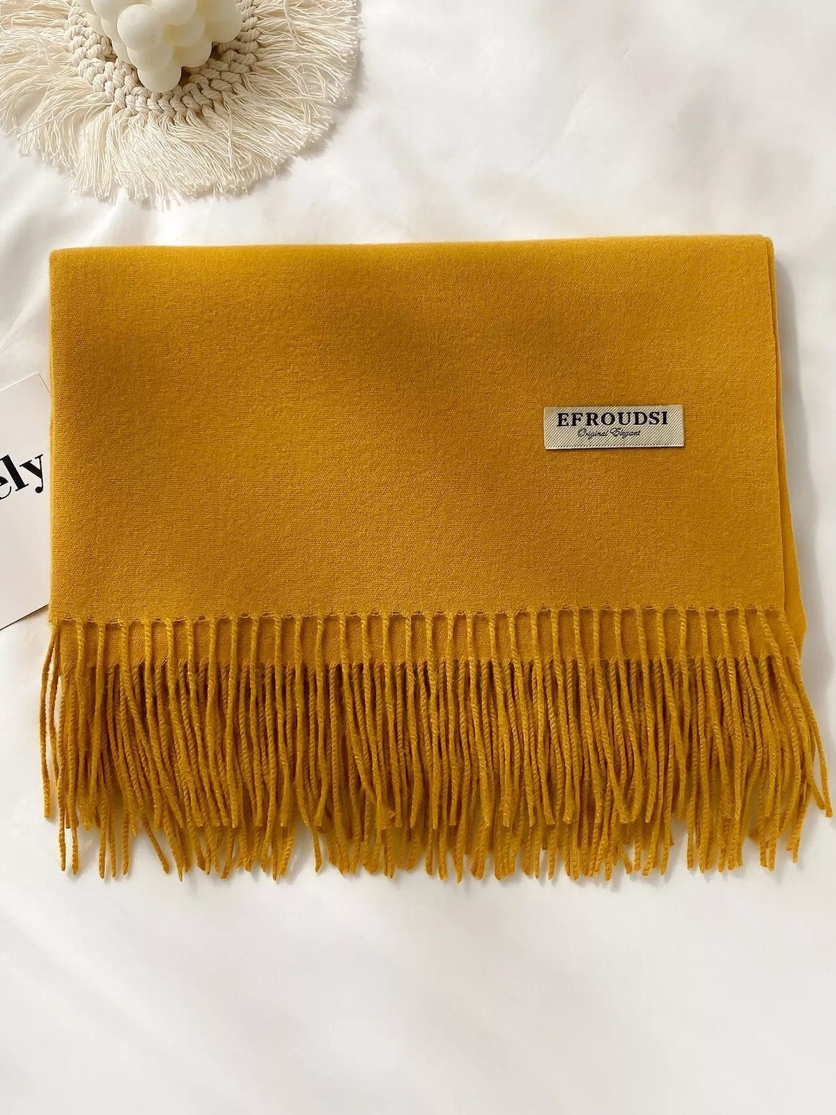Long Fringe Solid Color Blanket Scarf