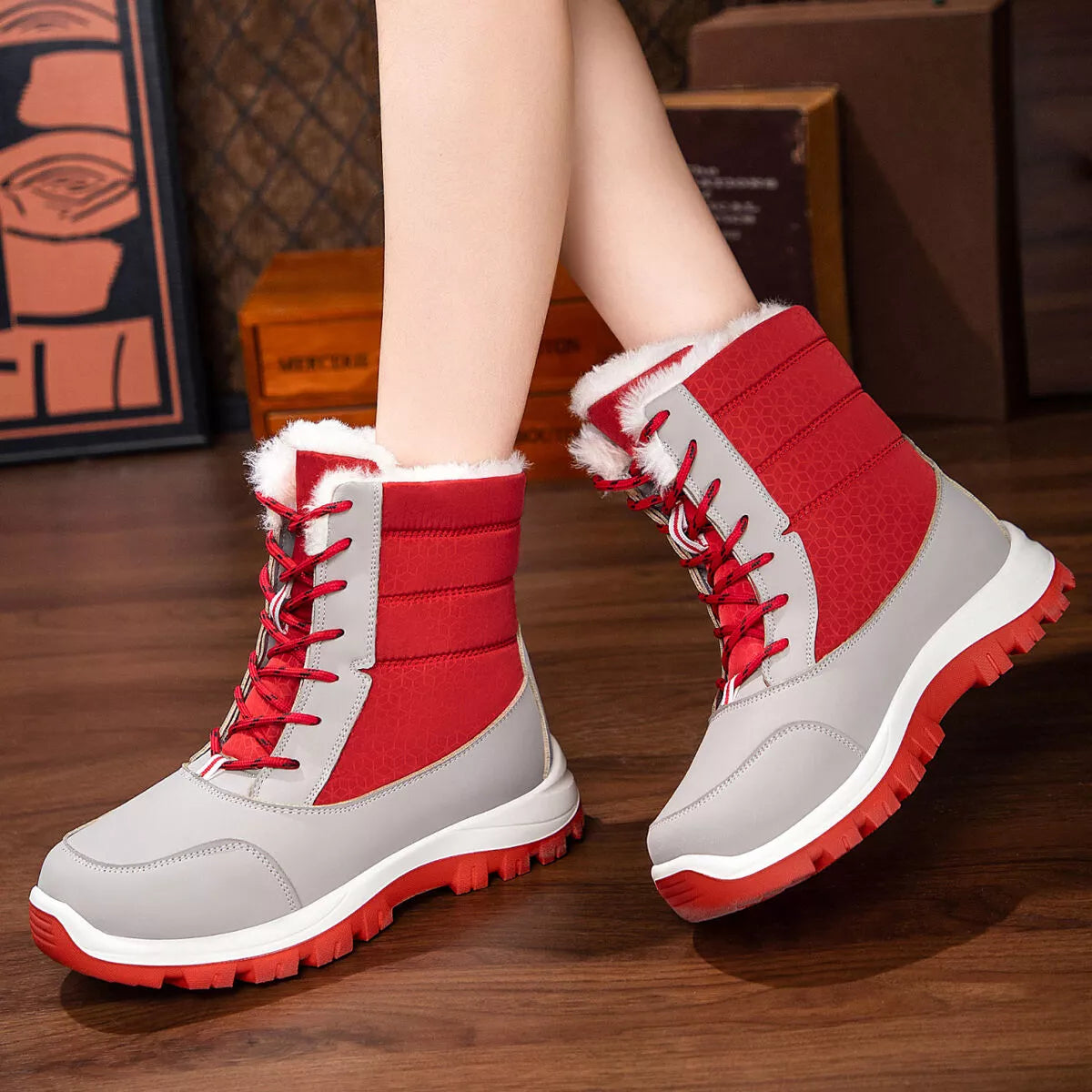 Winter Snow Boots with Warm Fur Lining
