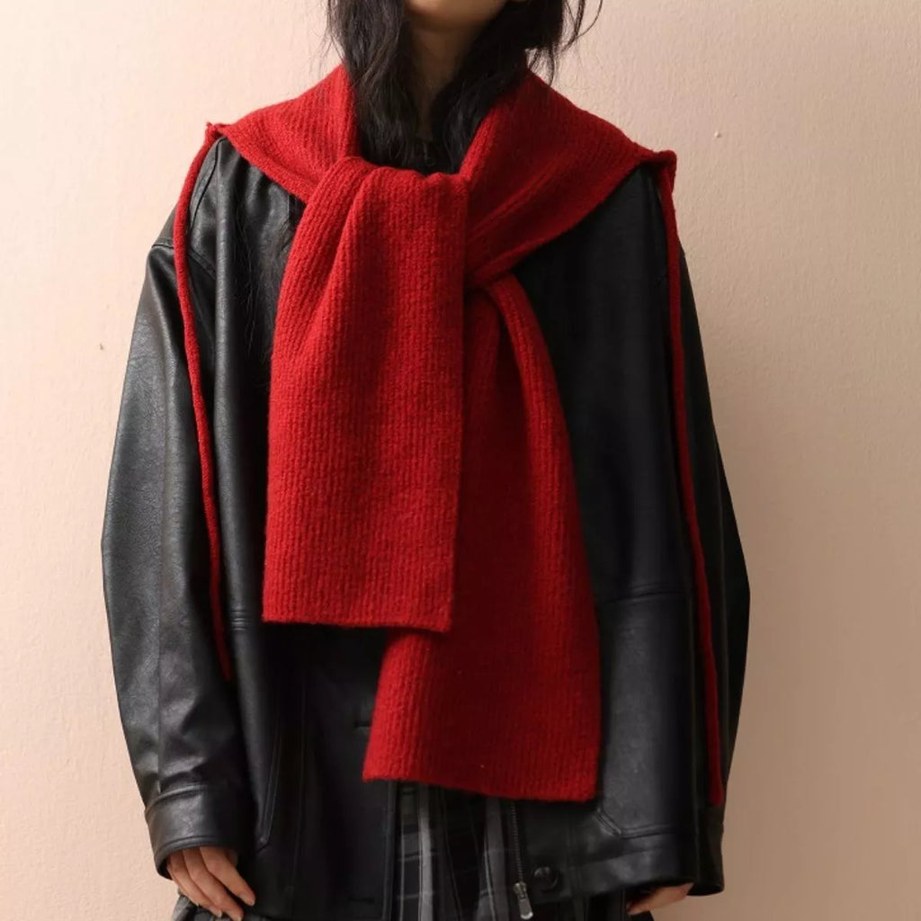 Cozy Knit Tie Hooded Scarf