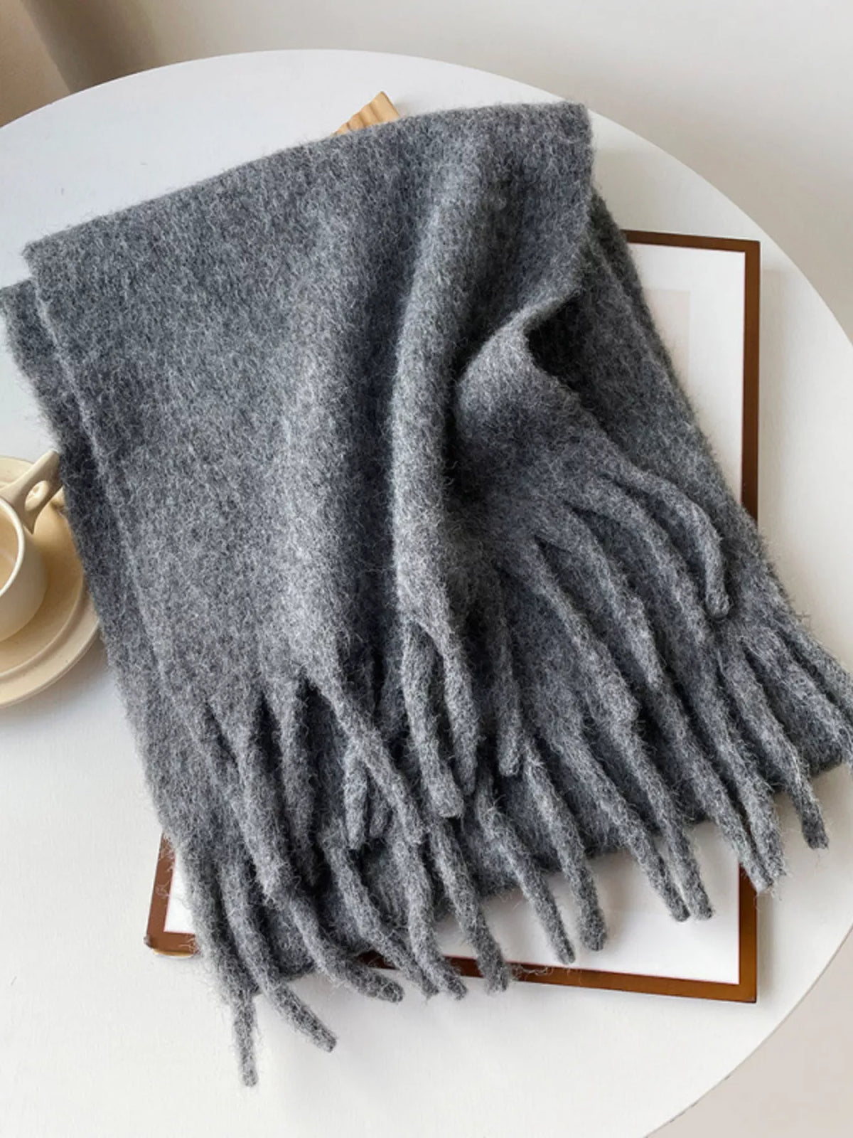 Fringe Solid Color Polyester Scarf