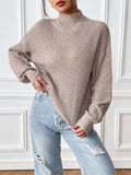 Cozy Knit Turtleneck Drop Shoulder Sweater