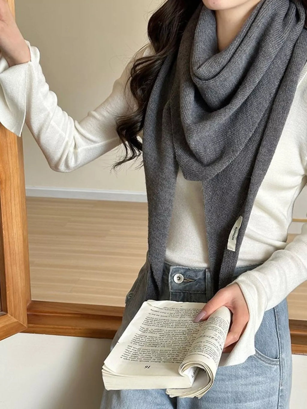 Knitted Solid Color Wool Scarf