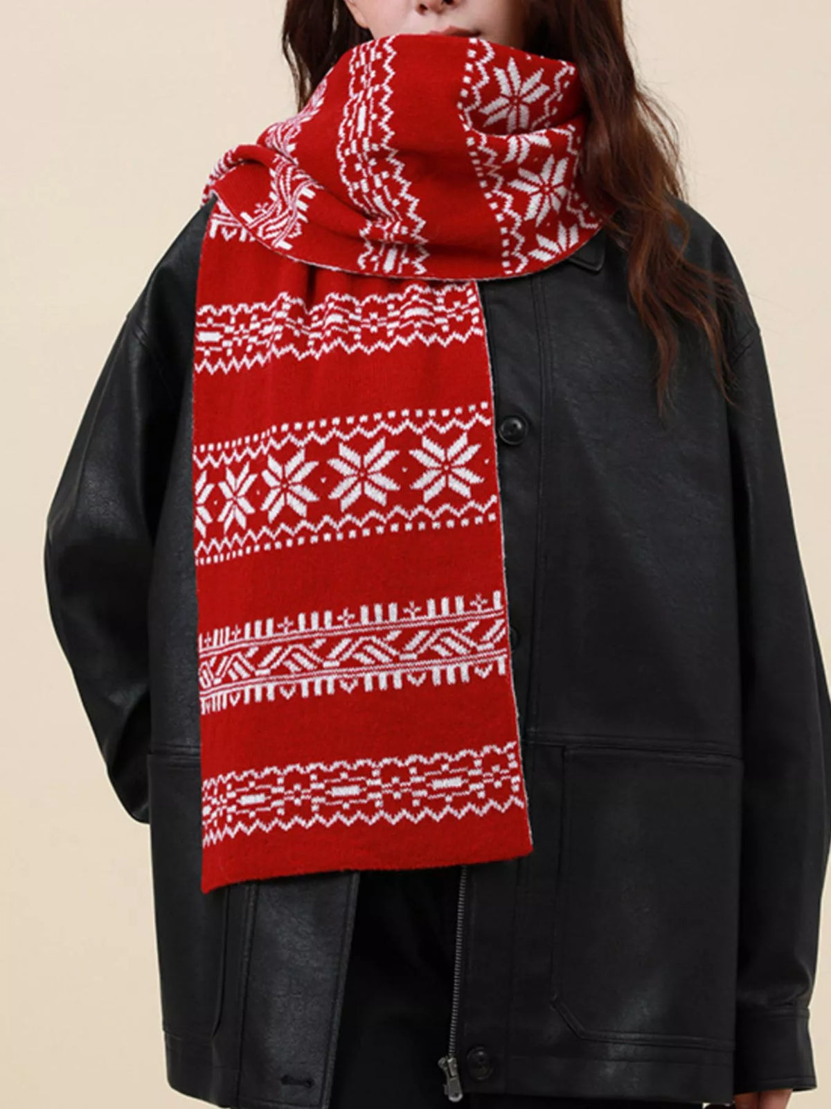 Christmas Snowflake Knit Scarf