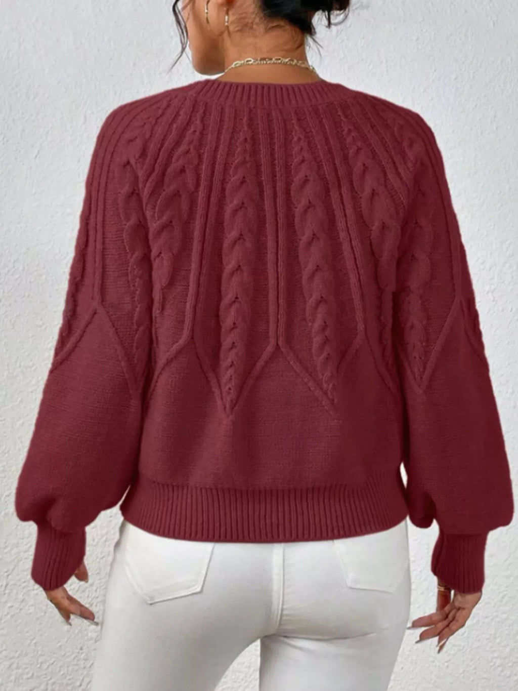 Cable Knit Ribbed Long Sleeve Sweater