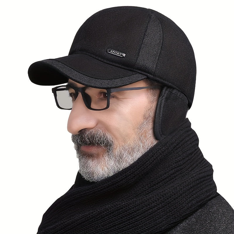 Pandaize Winter Wool Baseball Cap with Ear Flaps - Auturnn Thicken Cotton, Quality & Style