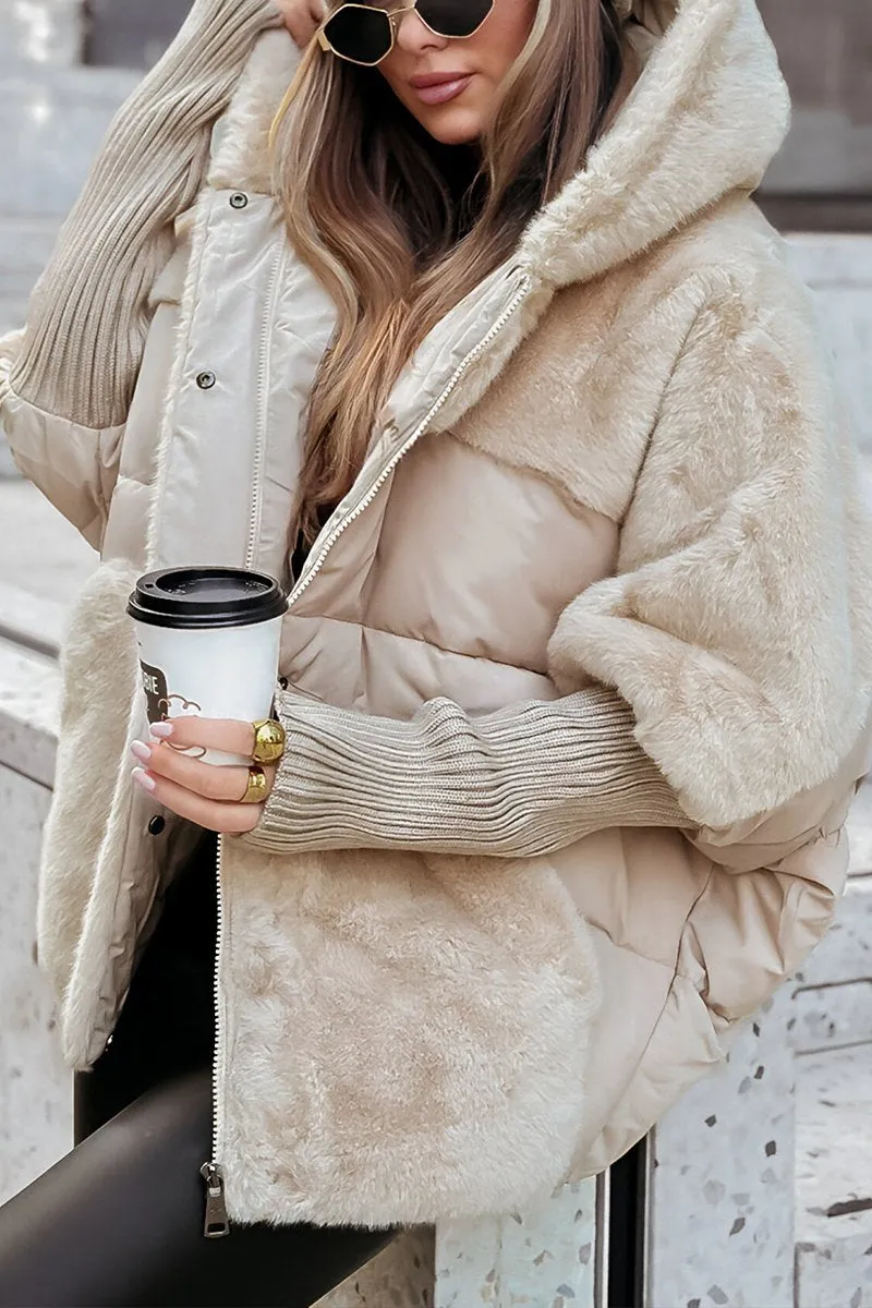 Warm Women's Padded Parka with Hood and Fleece Lining