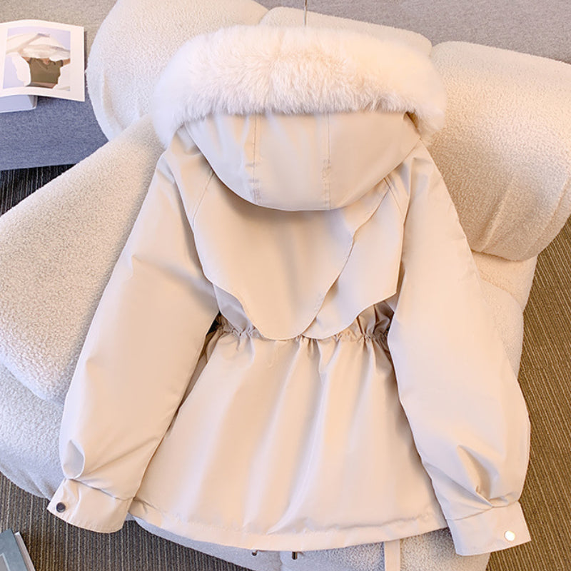 Ladies Warm Parka with Faux Fur Hooded Coat