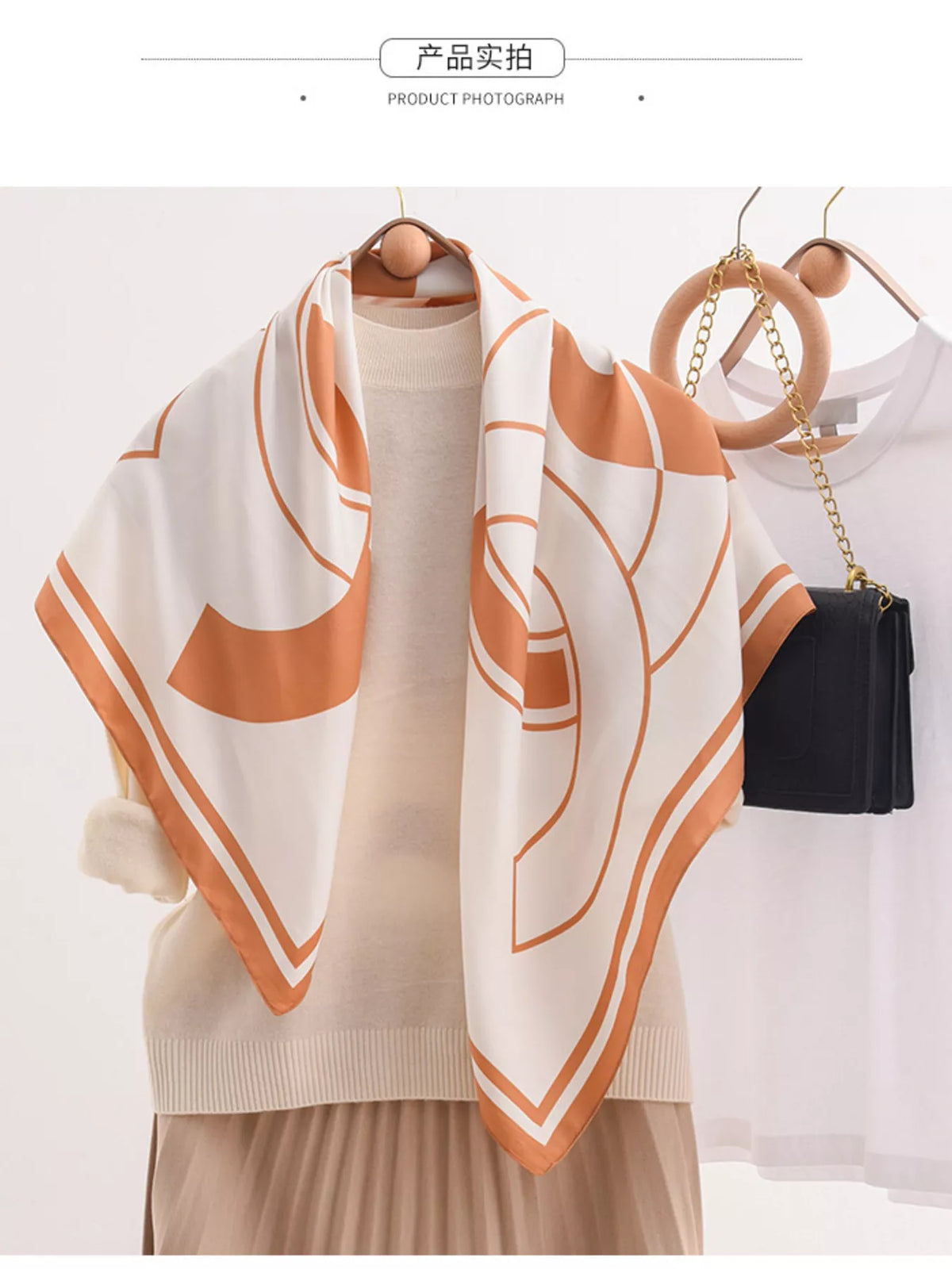 Square Floral Silky Scarf