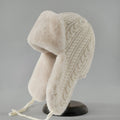 Warm Cable Knit Fur Lined Winter Hat