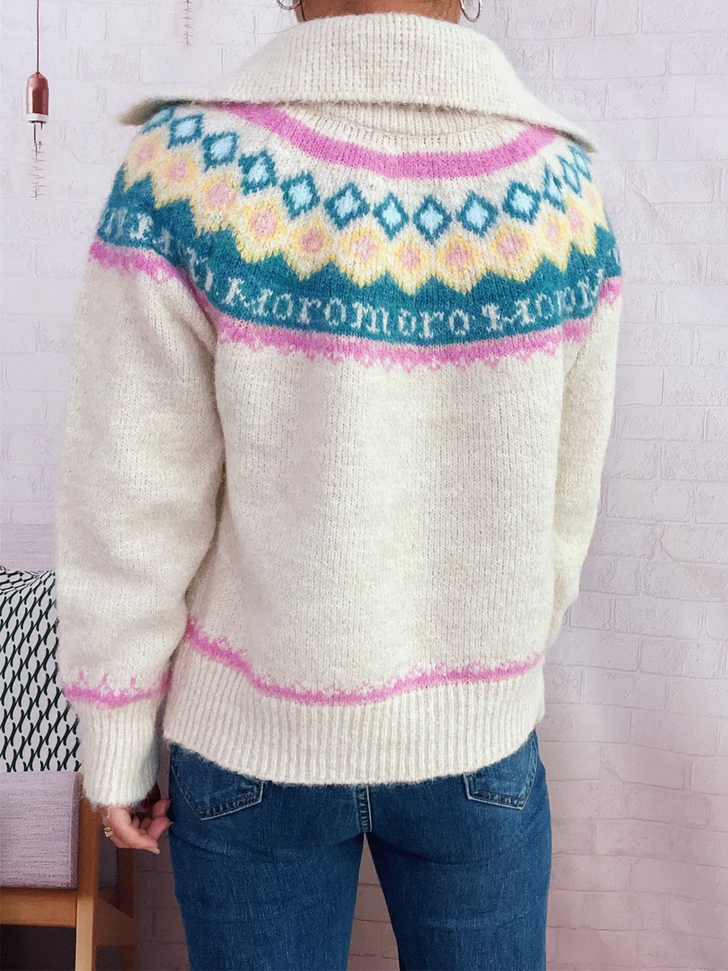 Fair Isle Zip Up Cardigan