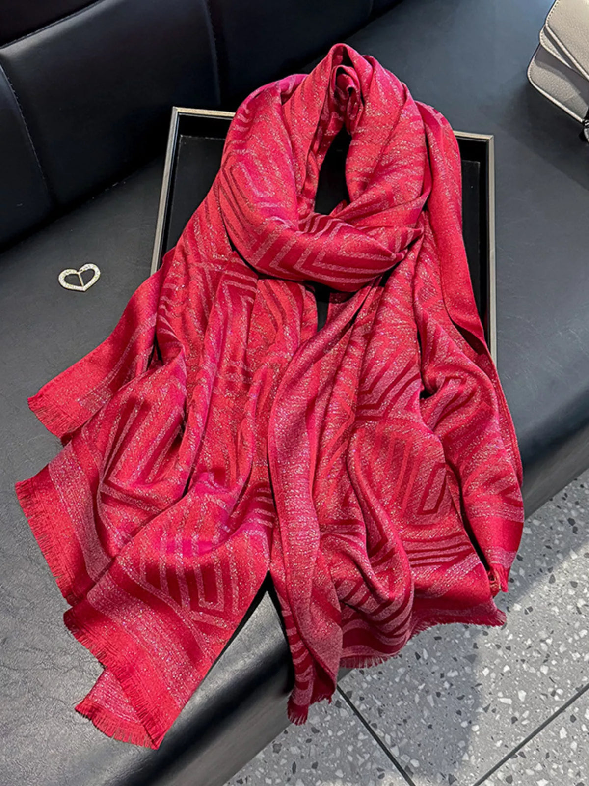 Raw Hem Lightweight Tonal Stripe Scarf