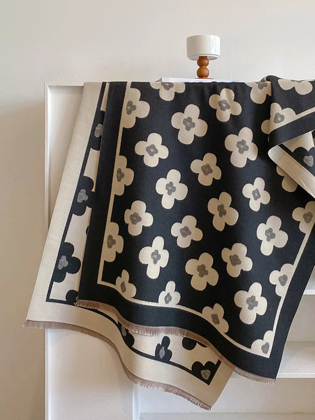 Floral Print Raw Hem Scarf