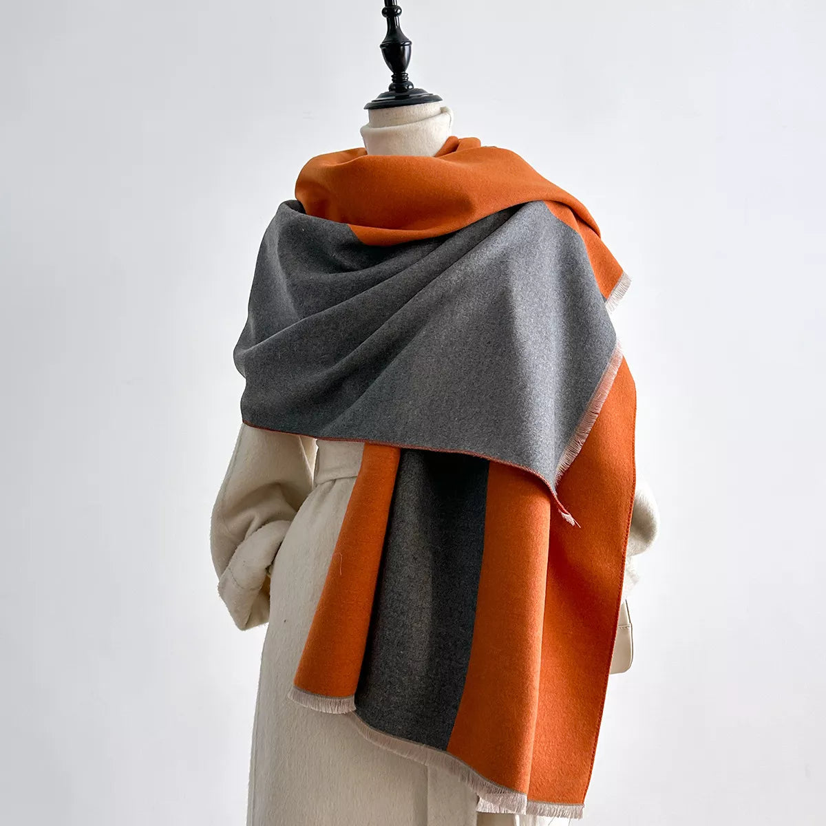 Two Tone Raw Hem Scarf