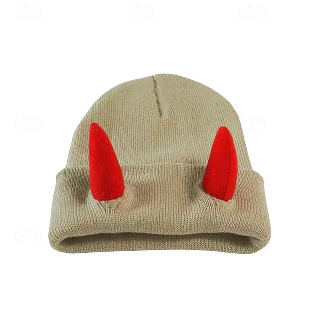 Men's Unisex Beanie Hat Winter Hats Beanies Skull Cap Knit Hat Black Red Knitted Cozy Daily Wear Going out Devil Warm