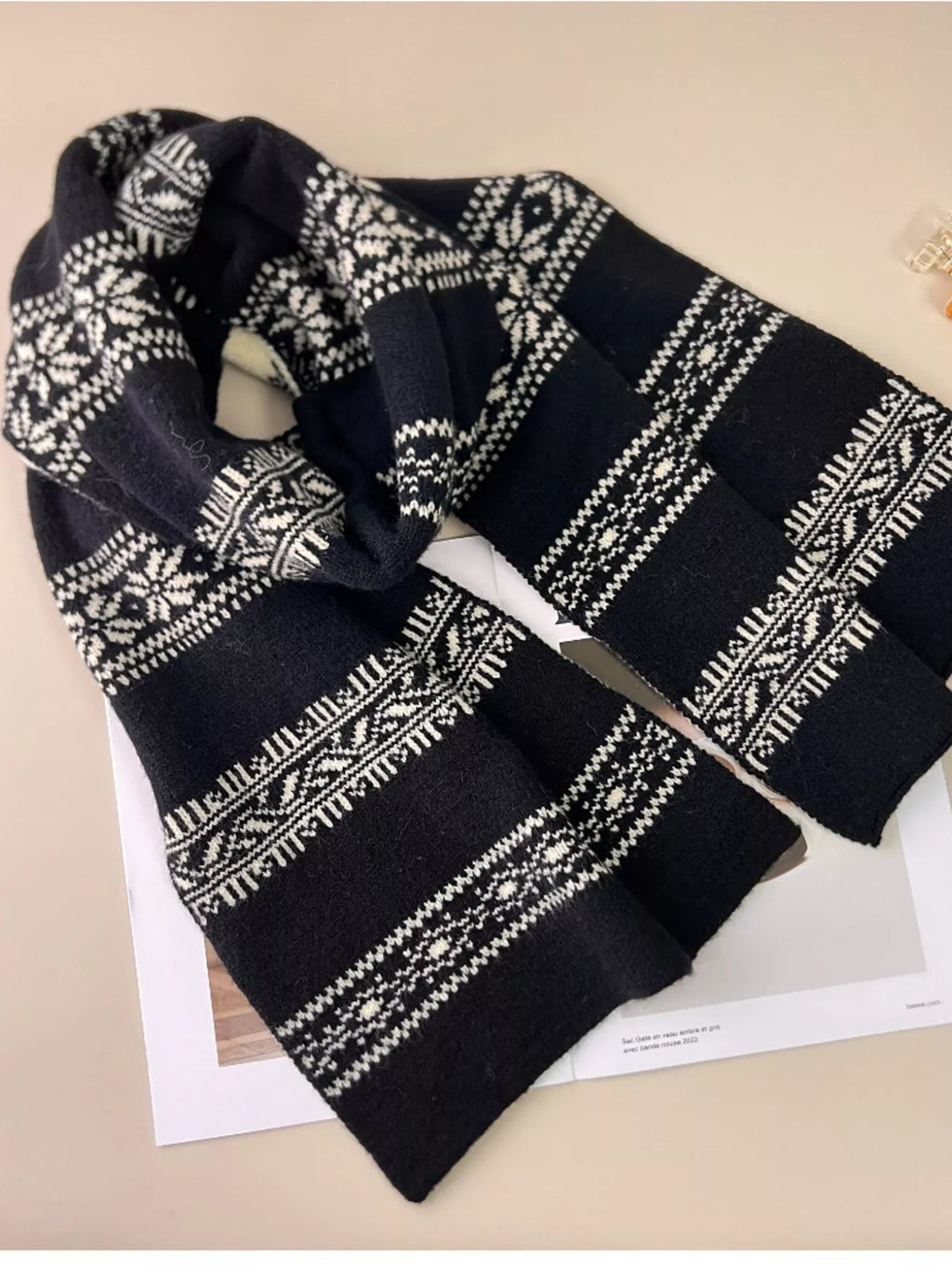 Snowflake Knitted Winter Scarf