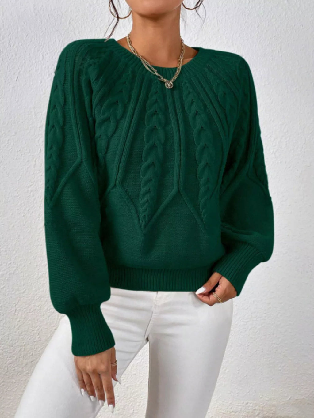 Cable Knit Ribbed Long Sleeve Sweater